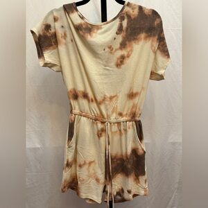 33B - Blue B Casual Tie-Dye Romper in Cream and Brown